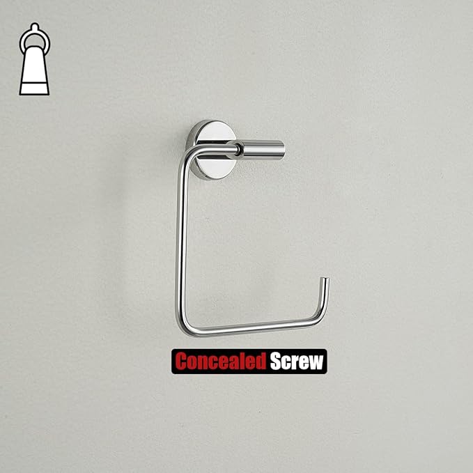 JQK Chrome Towel Ring, Stainless Steel Square Ring Towel Holder for Bathroom, 6 Inch Matte Black Wall Mount, TR140-CH
