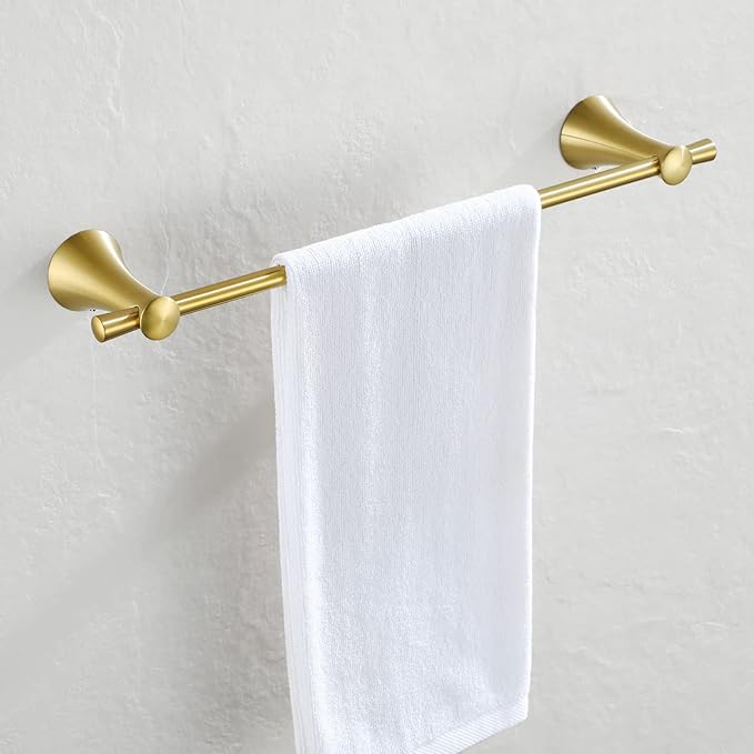 PARLOS Brass 17" Towel Bar Towel Holder Hanger Rack Wall Mount Accessories for Bathroom, Brushed Gold