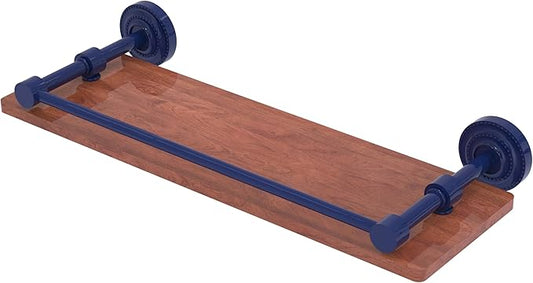 Allied Brass DT-1-16-GAL-IRW-MBL Dottingham Collection 16 Inch Solid IPE Ironwood Shelf with Gallery Rail, Mediterranean Blue