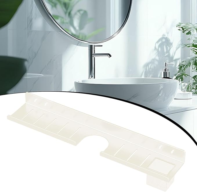 Over Sink Shelf Bathroom Rack Shampoo Holder Wall Mounted Sturdy Wall Organizer Bathroom Shelf for Hotel Farmhouse Washroom, Creamy White