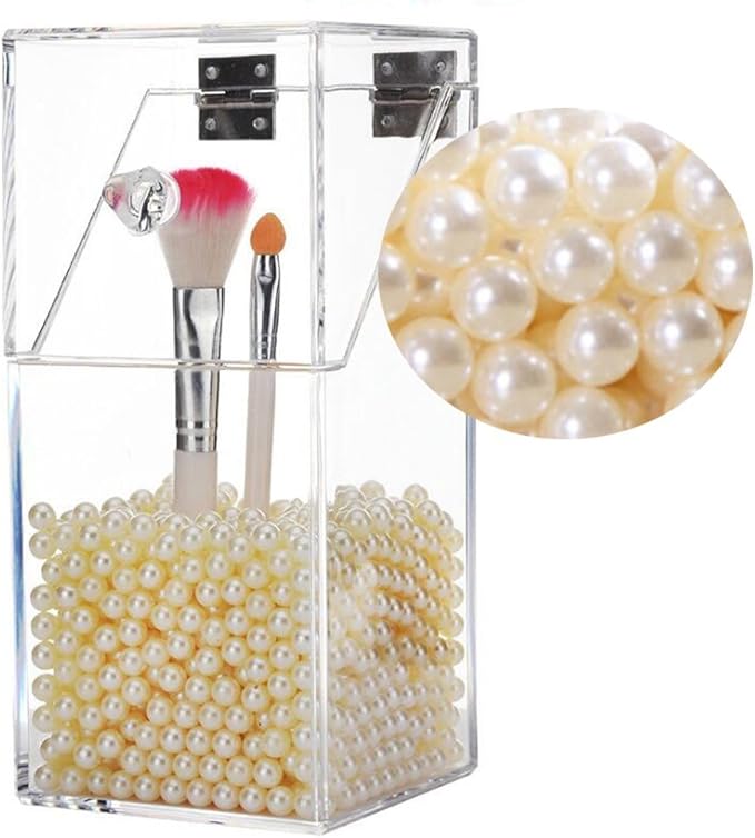 Makeup Beads for Brushes,AIYoo Art Faux Pearls 1500 pcs for Lipstick, Mascara, Eyeliner,Makeup Brush Holder Organizer, Highlight Plastic Round Pearls,Diameter 8mm