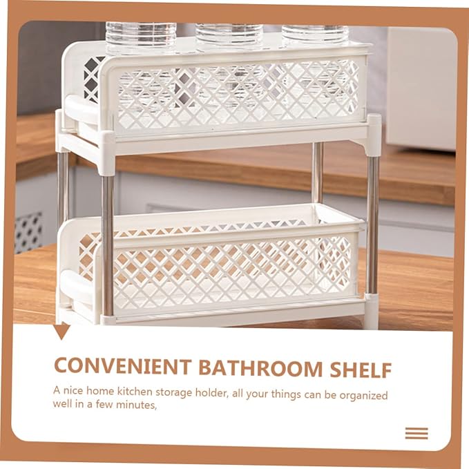 Ipetboom Professional Bathroom Shelf Organizer Multi Function Under Sink Storage Rack Bathroom Supply Organizer for Home Saving Design for Neat