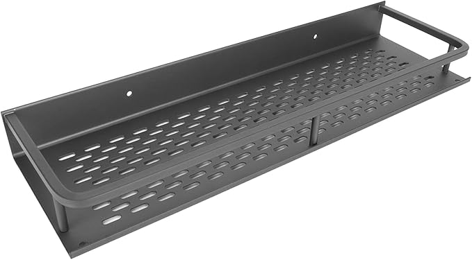 Kikumi Wall-mounted Bathroom Shelf, Drain Hole Space-saving Punch- Wall Floating Shelf High Load-bearing Aluminum for Hotel 40cm
