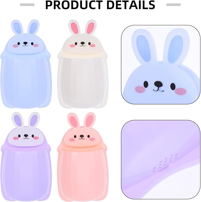 4pcs No-Drill Cute Bunny Wall Mounted Storage Shelves Bathroom and Kitchen Organizer Rack with Floating Bins in Blue, Purple, Pink, and White for Toiletries and Spice Storage
