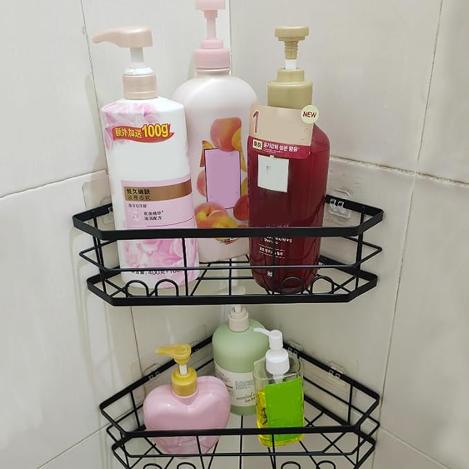 Small Corner Rack Triangular Layered Shelf Multiple Tiered Form Bathroom Shelf Upgrades Rack for Bathroom Essential Apartment Space Savers