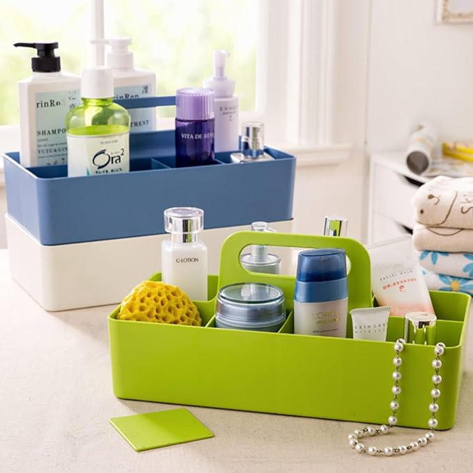dinrgo Bath caddy for baby,Bathroom Makeup organizer Countertop with Handle,Skincare Caddy for Vanity,Storage Box,bathtub storage,Bathroom Trays,Shower Caddies,Baby Bath Toy Organizer,Desktop storage