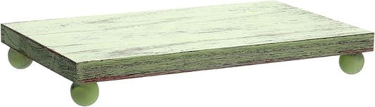 Amyhill Wood Pedestal Stand Kitchen Soap Tray Farmhouse Wooden Riser Stand for Kitchen Bathroom Counter Table Decor Plant Candle Vases Display(Classic,Green,12 x 7 Inch)