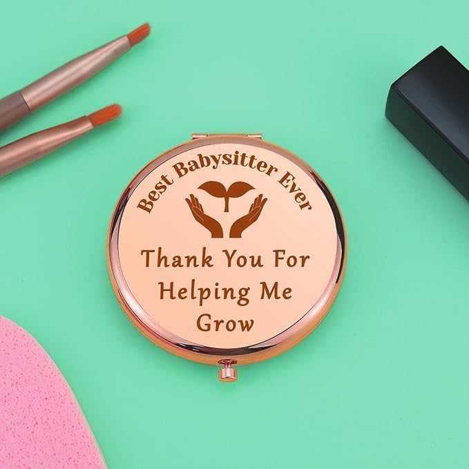 Mwphuy Babysitter Appreciation Gifts Babysitters Gifts for Women Compact Mirror Thank You Present for Babysitter Nanny Present from Kids Folding Makeup Mirror Christmas Mothers Day Birthday