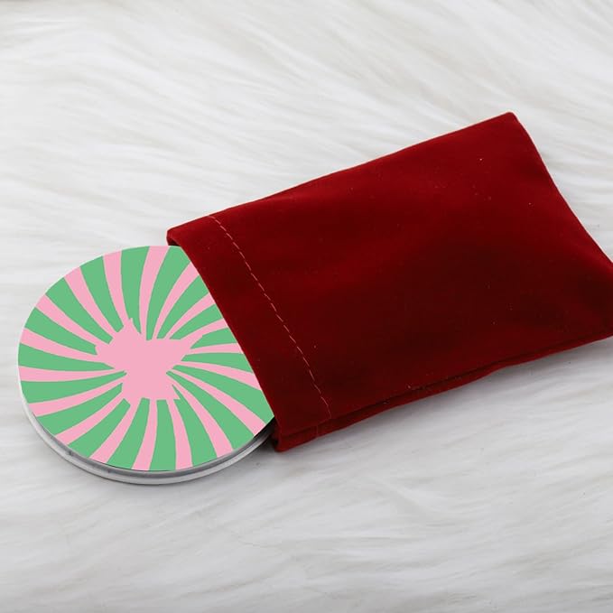 WUSUANED Pink and Green Leaf Makeup Mirror Sorority Sisters Inspired Mirror Sorority Leaf Gift Greek Sorority Paraphernalia Gifts
