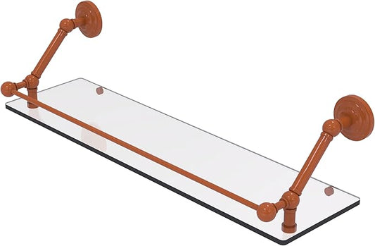 Allied Brass PQN-1-30-GAL-ASP Prestige Que New 30 Inch Floating Glass Shelf with Gallery Rail, Autumn Sparkle