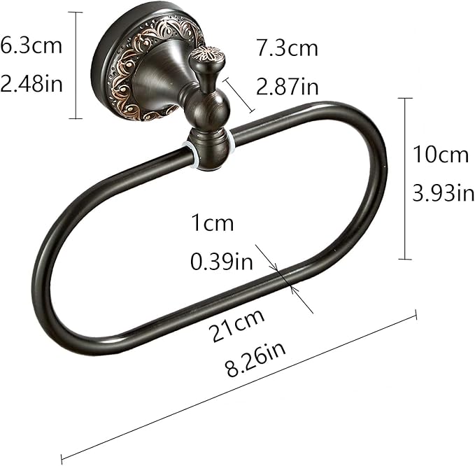 Aothpher Brass Towel Ring Oval Contemporary Bathroom Hand Towel Holder Wall Mounted,Oil Rubbed Bronze Finish
