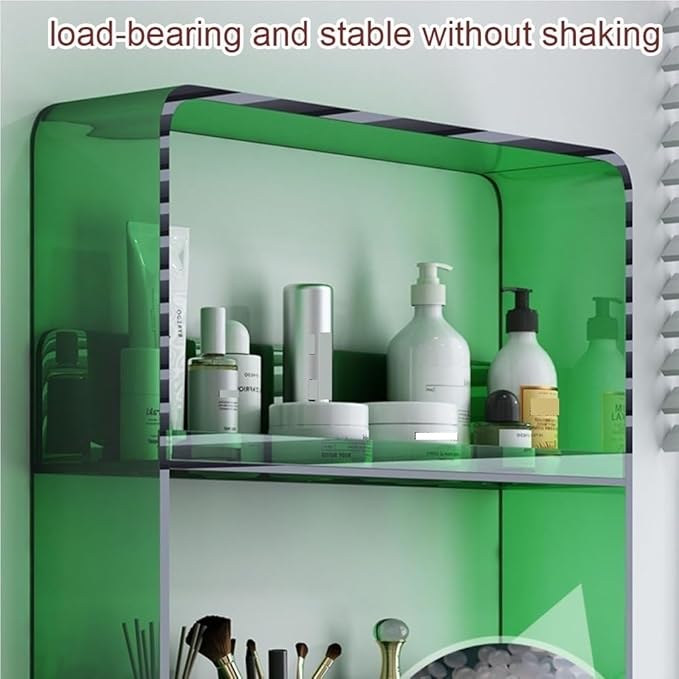 3-Tier Acrylic Bathroom Wall Shelf, Simple Wall Shelves for Toiletries, Perfume and Cosmetics, Clear Bathroom Organizer for Home, Toilet and Vanity(Clear)