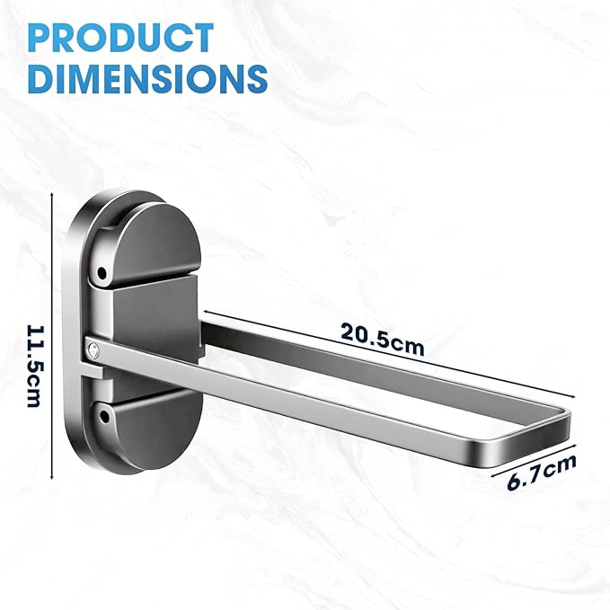 Heavy Duty Double Suction Cup Towel Bar for Bathroom - 20LB No Drill Foldable Stainless Steel Towel Rack Holder Shower Door RV Rental Kitchen Wall Mount