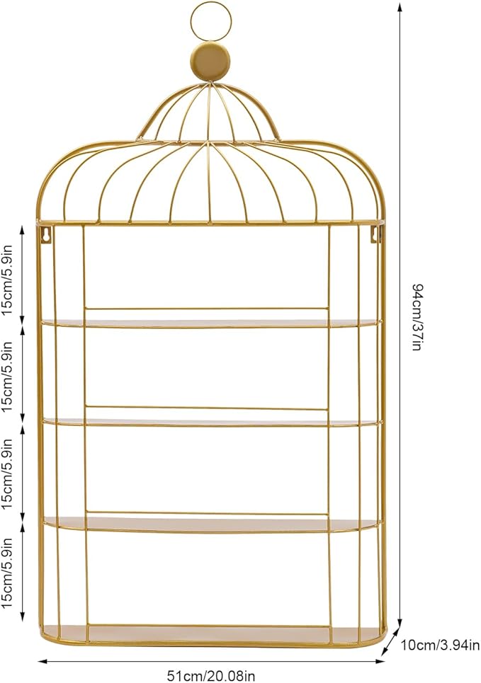 Nail Polish Organizer Wall Mounted, 4-Tier Nail Polish Storage Rack, Metal Nail Polish Storage Holder, Multifunctional Organizer for Essential Oil Perfume Lipsticks at Home Salon Spa(Gold)