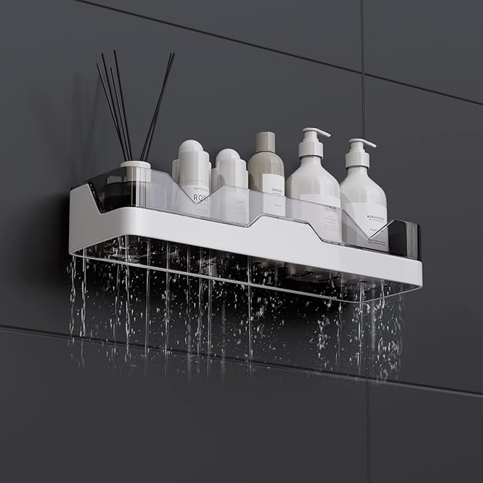 Mozarto Bathroom Shelf Organizer with 2-Tier Rack and 4 Hooks – Wall Mounted Bathroom Storage Rack, Space Saving Shelf for Toiletries, Bathroom Hardware and Accessories Holder (Multicolor)