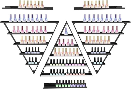 3 Pack Nail Polish Organizer Shelf Wall Mounted 5 Tiers Nail Polish Display Rack Shelves for Salon, Beauty Shop & Home Organization (Black)