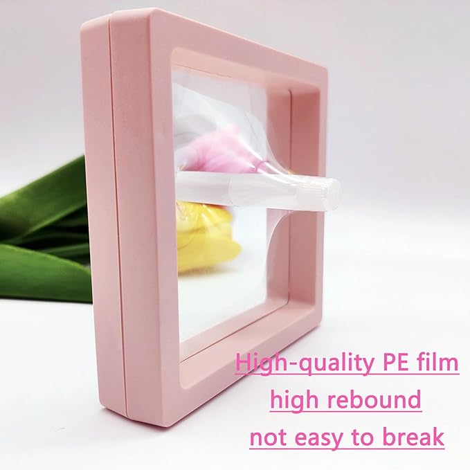 Press On Nail Packaging Boxes - 3D Floating Storage and Display Box With 60pcs Double Sided Adhesive Tape for Nail Tech (Pink, 3.5 Inch)