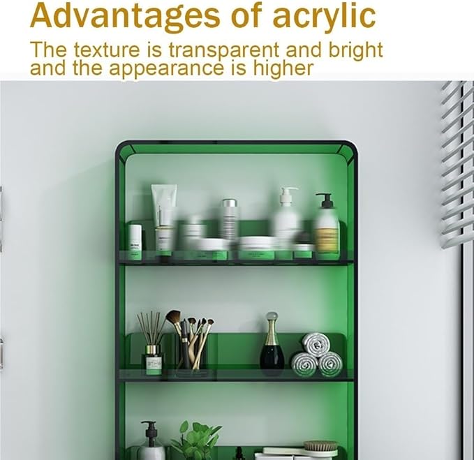 3-Tier Acrylic Bathroom Wall Shelf, Simple Wall Shelves for Toiletries, Perfume and Cosmetics, Clear Bathroom Organizer for Home, Toilet and Vanity(Clear)