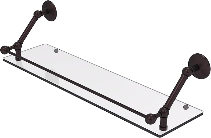 Allied Brass PMC-1-30-GAL-ABZ Prestige Monte Carlo 30 Inch Floating Glass Gallery Rail Shelf, Antique Bronze