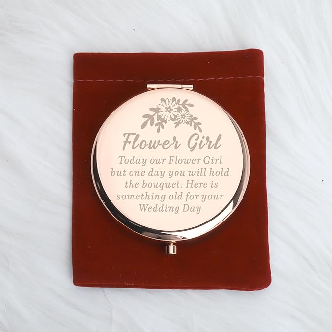 WUSUANED Flowers Girl Makeup Mirror Proposal Gifts Wedding Party Gifts Bridesmaid Mirror Mother of The Bride Gift