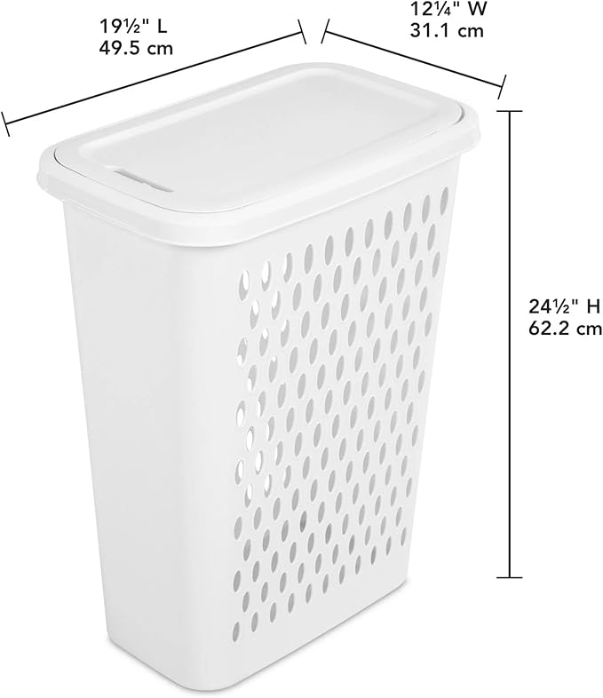 4-Pack Slim & Tall Heavy-Duty Plastic Laundry Hamper with Lift-top and Reinforced Handles for Easy Clothes Transport, 1.75 Bushels Capacity,Suitable for Dorm,Laundryroom,Bathroom,Bedroom Closets,White