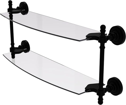 Allied Brass RD-34/18-BKM Retro Dot Collection 18 Inch Two Tiered Glass Shelf, Matte Black