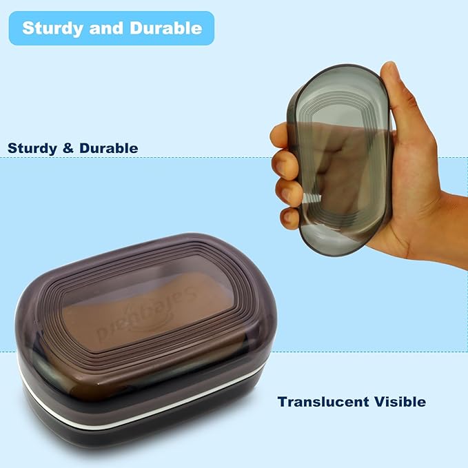 HAYSNA Travel Soap Container, Bar Soap Holder, Portable Soap Case, Soap Dish with Lid for Traveling, Camping, Gym, Bathroom (Black Style-1)