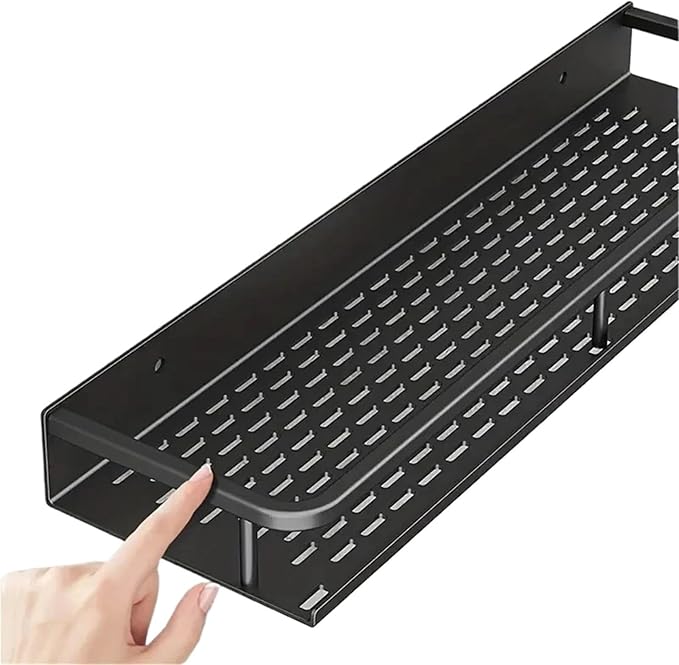 Aluminum Shelf Bathroom Storage Rack Wall Mounted Cosmetic Suitable for Item(50cm Black hookrod)