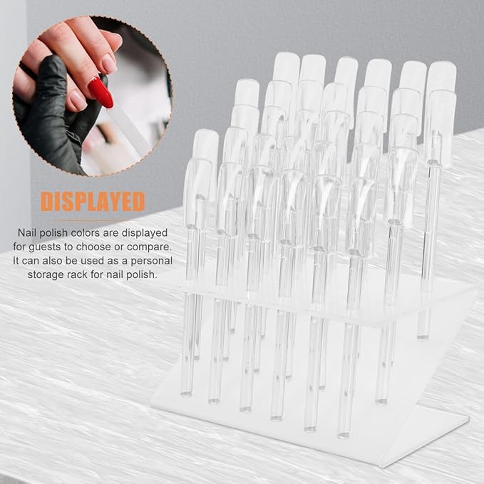 Nail Art Storage Rack 32 Hole Nail Tip Display Stand Manicure Polish Stand Rack False Display Tips Salon Storage Holder Easy Clean Surface