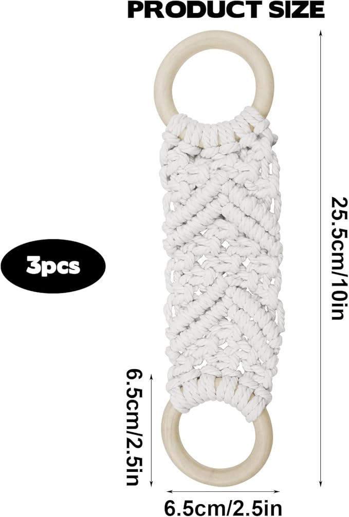 Aerbee Hanging Kitchen Dish Towel Holder, 3Pcs Handmade Crochet Dish Towel Holder for Kitchen & Bathroom, Decorative Boho Macrame Bathroom Hanger Loop Ring, Unique Decoration for Christmas (3 Colors)