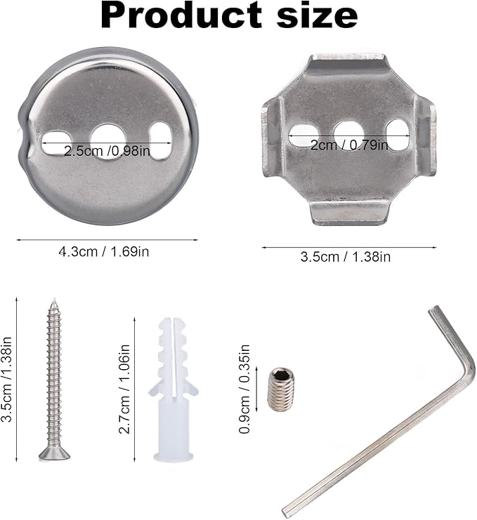 30pcs Towel Bar Rod Replacement Parts Set, Stainless Steel Bathroom Mounting Holder Bracket Towel Bar Mounting Hardware Kit with Round and Square Base Screws Wrench