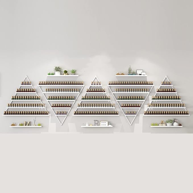 Nail Polish Rack Wall Mounted Perfume Organizer Shelves ,Triangle Nail Polish Metal Holder Essential Oil Display Case Shelf for Home Salon Business Spa, Cosmetics Bottles Storage Cabinet Spice Rack