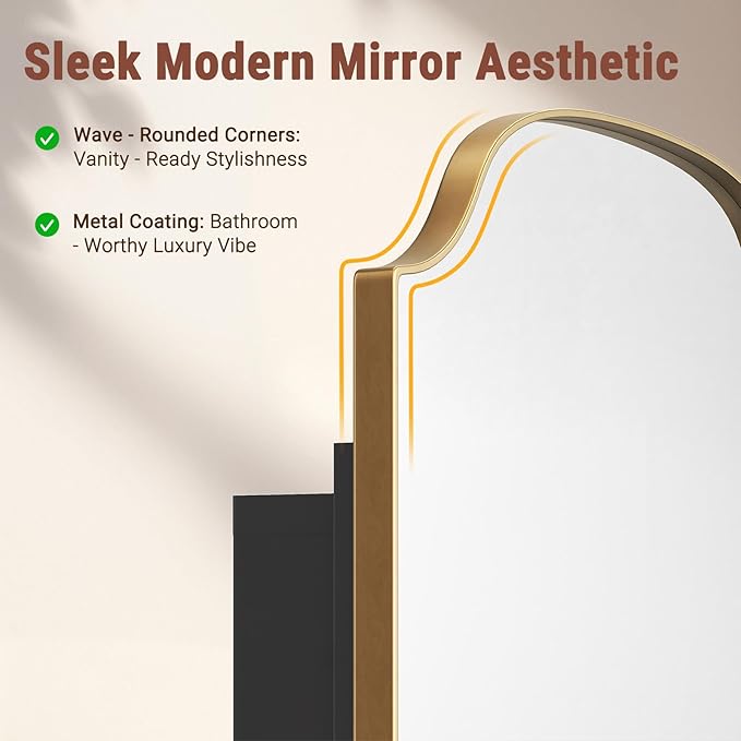 20x30 Inch Medicine Cabinet - Surface Mount or Recessed Bathroom Mirror Cabinet with Storage, Metal Framed, Sturdy & Easy Installation（Gold）
