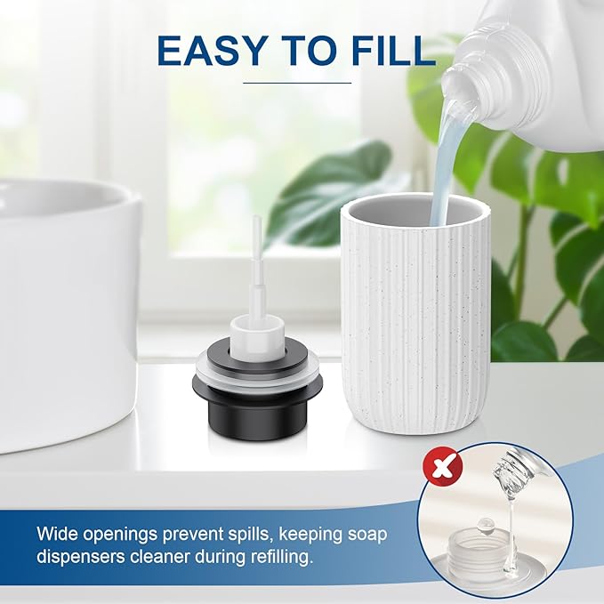 Ceramic Foaming Soap Dispenser, 12 oz Bathroom Foam Hand Soap Dispenser, Refillable Lotion Soap Dispenser with Removable Pump for Kitchen Hand Wash Dispenser, Modern Home Decor(2Pack-Speckled White)