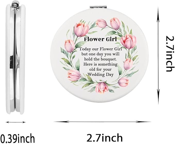 WUSUANED Flowers Girl Makeup Mirror Proposal Gift (Flower Girl Mirror White)