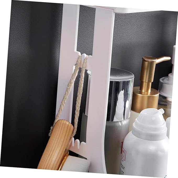 PRETYZOOM Space-saving Double Layer Bathroom Shelves Wall Mounted Storage Rack Punch for Bathroom Kitchen Living Room