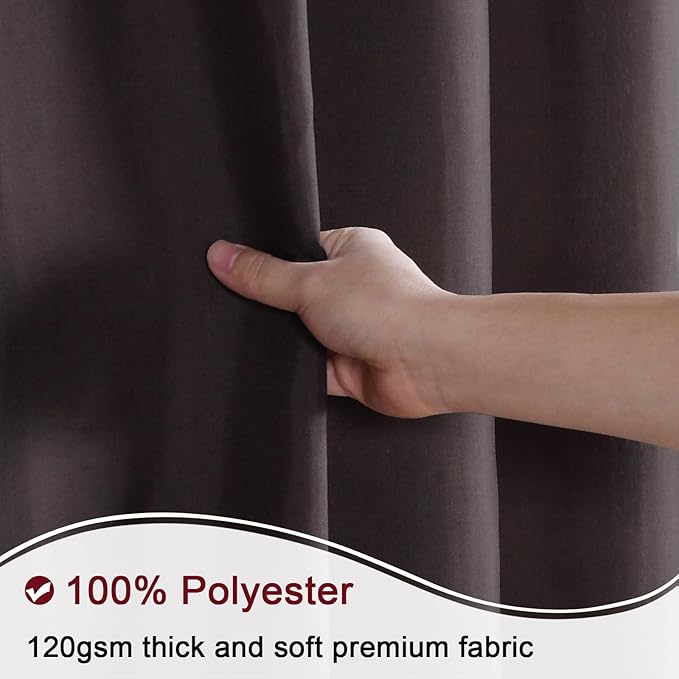 Fabric Shower Curtain, Brown and Burgundy Color Block Cloth Shower Curtains for Bathroom, Waterproof Polyester Bathroom Curtains, 72" W x 72" H