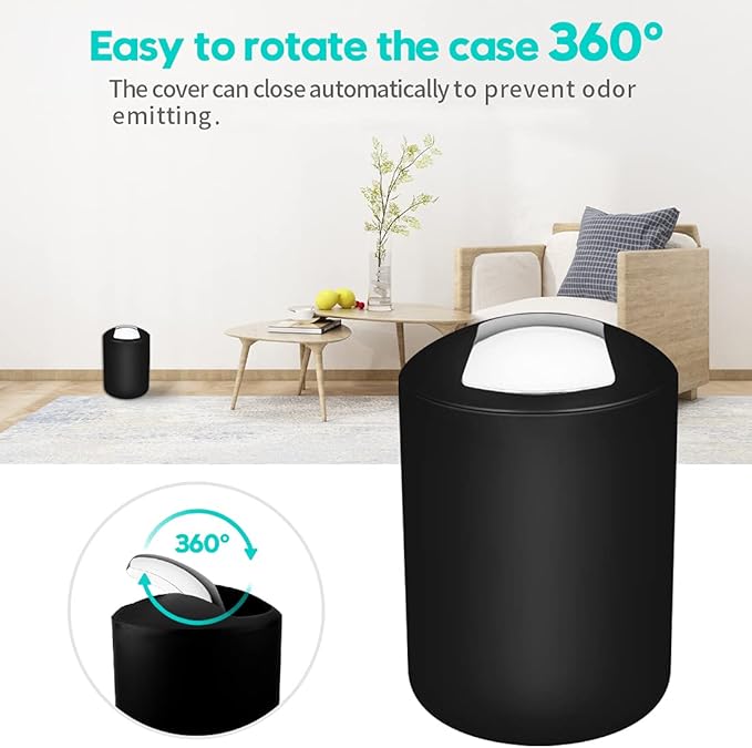 Papillon 6-Piece Bathroom Accessories Set, Toothbrush Holder with Cup, Soap Dispenser & Dish, Toilet Brush, Trash Can, Tumbler Set (Black)