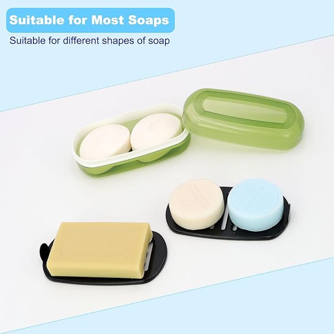HAYSNA Solid Shampoo Bar Holder, Large Bar Soap Holder, Travel Soap Container, Soap Box with Draining Layer, Soap Case for Bathroom, Traveling, Gym, Camping (Green Style-1-Large)