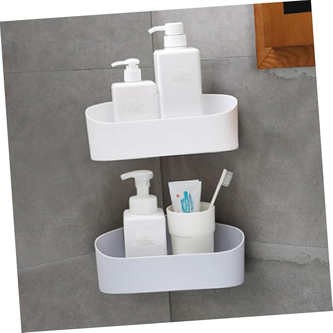 MAGICLULU 2pcs Wall-Mount Storage Rack Simple Draining Shelf for Bathroom Kitchen Organization No Punching Required Stylish Design for Space-Saving Storage