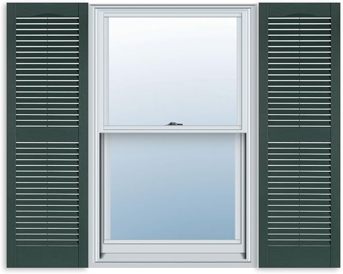 Exterior Solutions Standard Louver Exterior Vinyl Shutter, Heritage Green (Pair), 15 Inch x 51 Inch