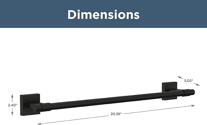 Franklin Brass Maxted (1-Pack) 18" Towel Rack for Bathroom, Matte Black Towel Bar for Bathroom Wall Kitchen Towel Holder Rod Wall Mounted Bathroom Accessories MAX18-FB