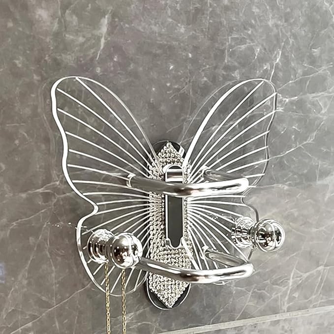 Multipurpose Sturdy Acrylic Butterfly Combs Holder Space Saving Wall Shelf for Bathroom Accessories Home Organization