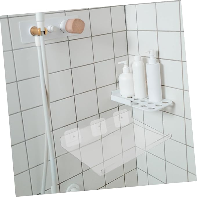 VOSAREA Floating Bathroom Shelf Clear Acrylic Wall-Mounted Storage Rack for Toiletries Cosmetics Small for Home Kitchen and Office Decor