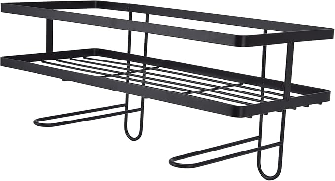 YWBL-WH Bathroom Toilet Shelf, Iron Craft Space Saver with Hooks, Easy Installation for Storing Toiletries and Accessories in Small Spaces (Black)