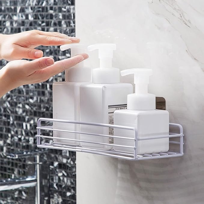 Rust-Proof Bathroom Storage Boxes Flexible Rack with Removable Shelf 2pcs Wall Mounted Floating Shelves for Bedroom Kitchen Easy to Clean Black Metal White