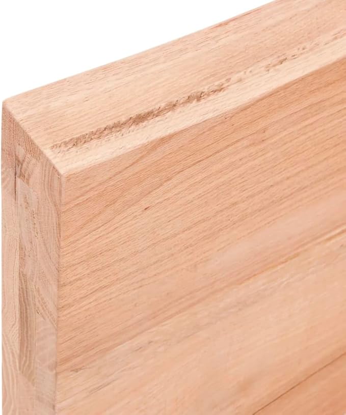Solid Oak Wood Bathroom Vanity Top 31.5"x15.7"x(0.8"-2.4") Light Brown Treated Live Edge Handmade Countertop for Shelf Cabinet Desk Table