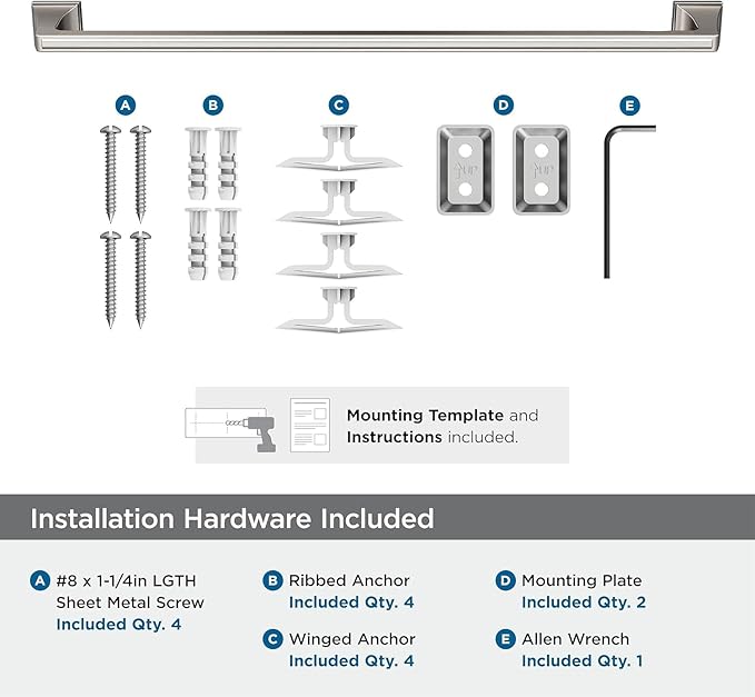 Amerock BH36024G10 | Brushed Nickel Towel Bar | 24 in (610 mm) Towel Rack | Mulholland | Bathroom Towel Holder | Bathroom Hardware | Bath Accessories