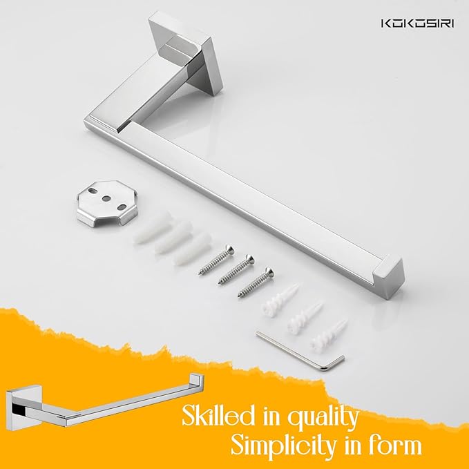 KOKOSIRI Hand Towel Bar Chrome Towel Ring Holder for Bathroom Hardware Organization and Storage Wall Mount Heavy Duty, Polished Stainless Steel B3006CH