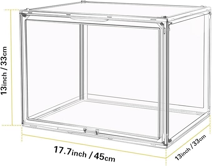 GUDEMAY Large Clear Stackable Plastic Storage Bins with Door, Dustproof Figures Collectibles Display Case, Football & Motorcycle Helmet Showcase, Basketball, Memorabilia Organizer Box (XL, Count, 1)